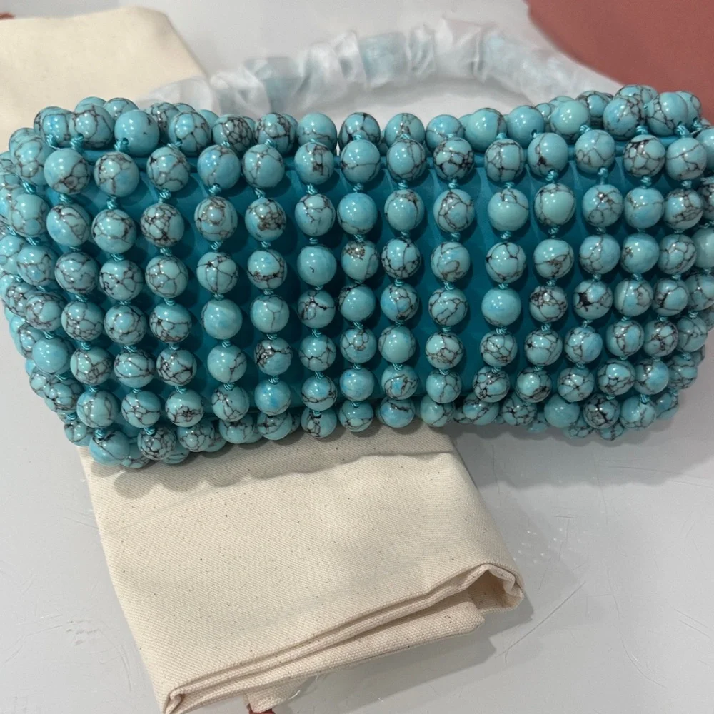 cult gaia Turquoise Beaded Mercier Shoulder Bag with box + dustbag - Picture 11 of 13